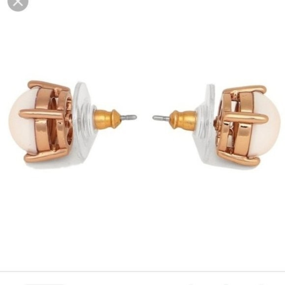 Authentic New Kate Spade Rose Gold Pearl Earrings - Picture 2 of 7